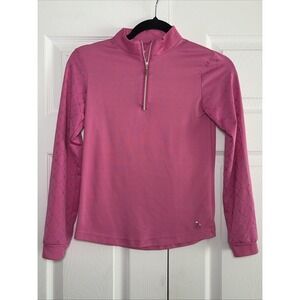 Horze Equestrian Quarter Zip Training Top Girls Size L Pink Performance Shirt